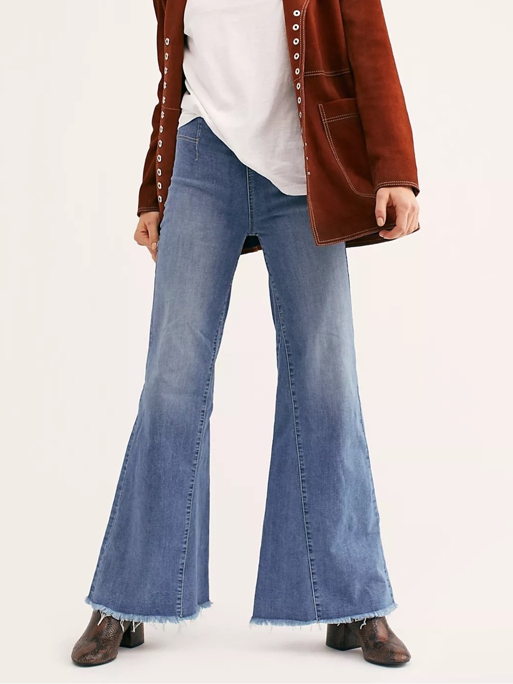 Free People Drapey A-Line Pull-On bell bottom Jeans